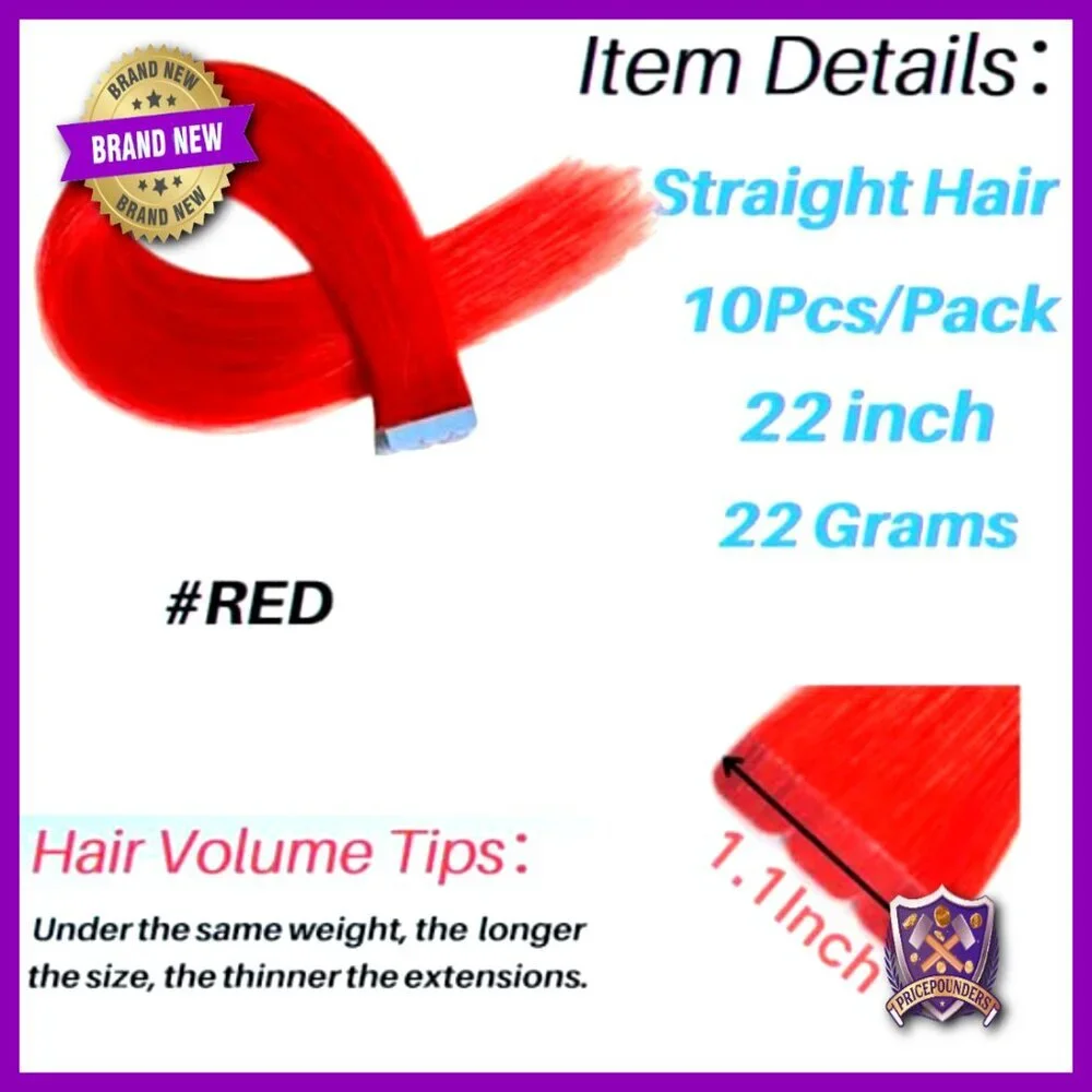 Human Hair Tape-In Extensions 10Pcs 22Inch Seamless Invisible DIY